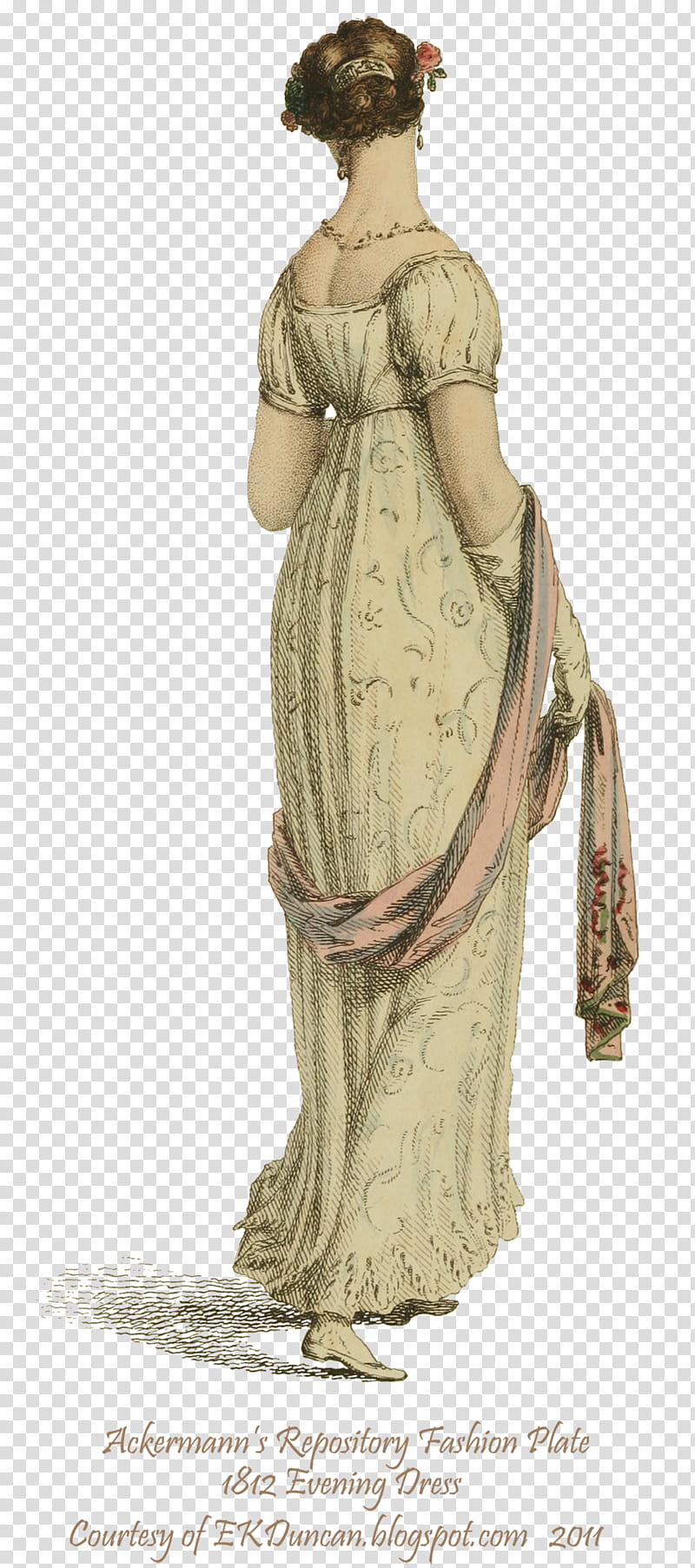 Regency Fashion  , female wearing floral dress artwork transparent background PNG clipart