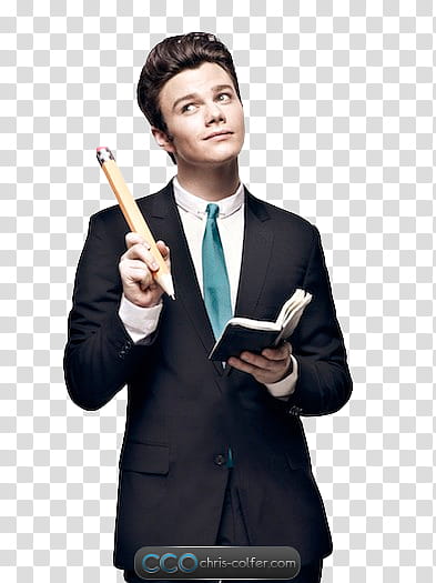 Chris Colfer, man holding pencil and notebook transparent background PNG clipart