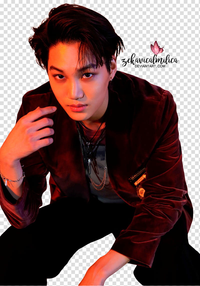 EXO Kai LOTTO, black haired man wearing brown coat transparent background PNG clipart