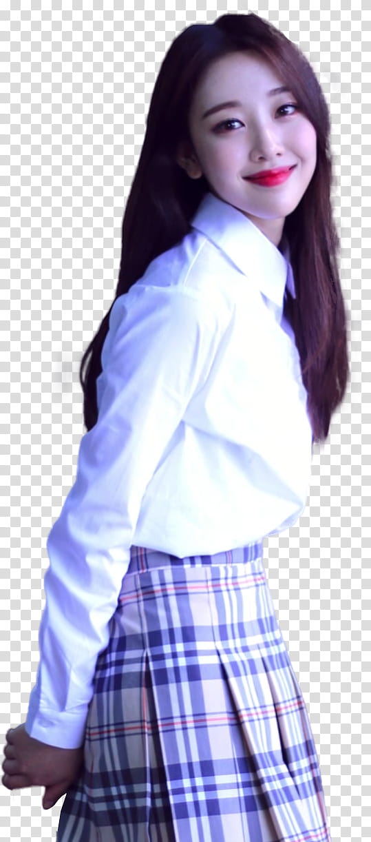 YYXY LOONA, woman in white button-up long-sleeved shirt and black skirt transparent background PNG clipart