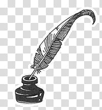 Cool_, drawing of a quill and a bottle of ink transparent background PNG clipart