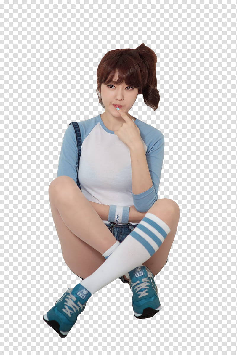 Bomi Ulzzang, woman in white and blue baseball shirt transparent background PNG clipart