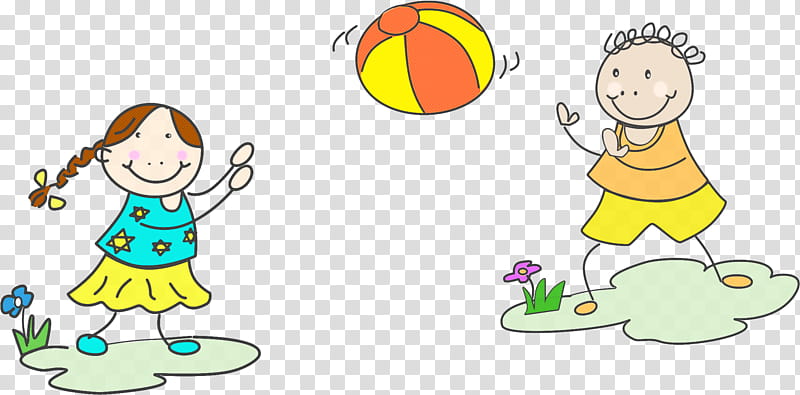 cartoon yellow green happy, Cartoon, Sharing, Playing With Kids, Playing Sports transparent background PNG clipart