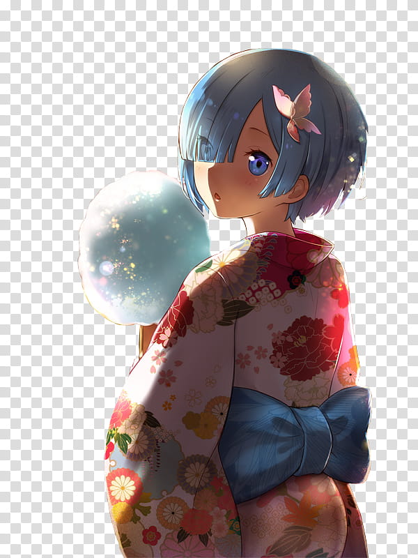 Rem Render, female anime character transparent background PNG clipart