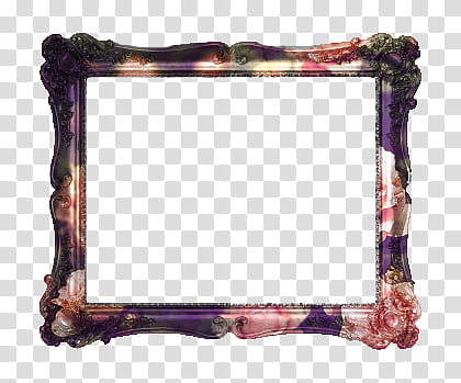 Marcos, rectangular purple and pink floral frame transparent background PNG clipart