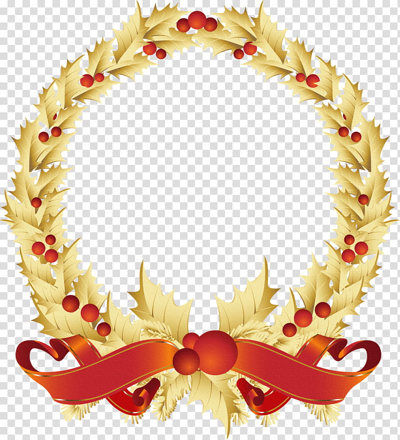 Merry, brown and red holiday wreath transparent background PNG clipart