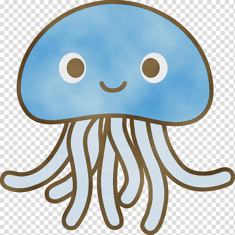 octopus jellyfish cartoon cnidaria smile, Baby Jellyfish, Watercolor, Paint, Wet Ink transparent background PNG clipart