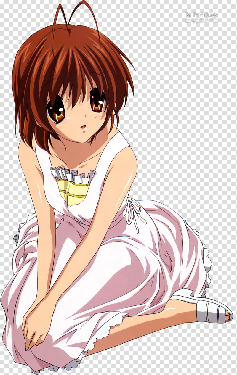 Nagisa Furukawa Render, female anime character wearing pink and white dress art transparent background PNG clipart