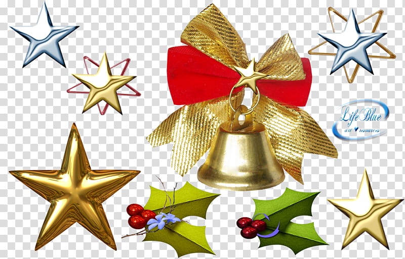 Merry Christmas, gold-colored and white star decor transparent background PNG clipart