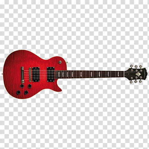 red single-cutaway electric guitar transparent background PNG clipart