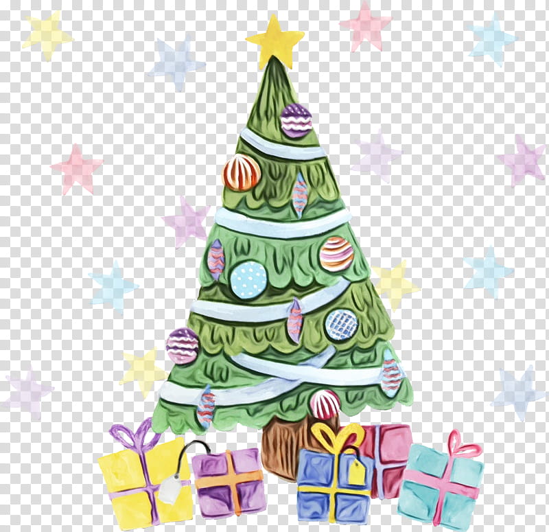Watercolor Christmas Tree, Paint, Wet Ink, Christmas Day, Santa Claus, Christmas Ornament, Festival, Christmas Music transparent background PNG clipart
