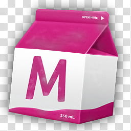 pink and white M labeled carton transparent background PNG clipart