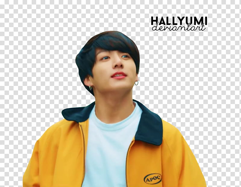 BTS Euphoria, man wearing black and yellow zip-up jacket transparent background PNG clipart