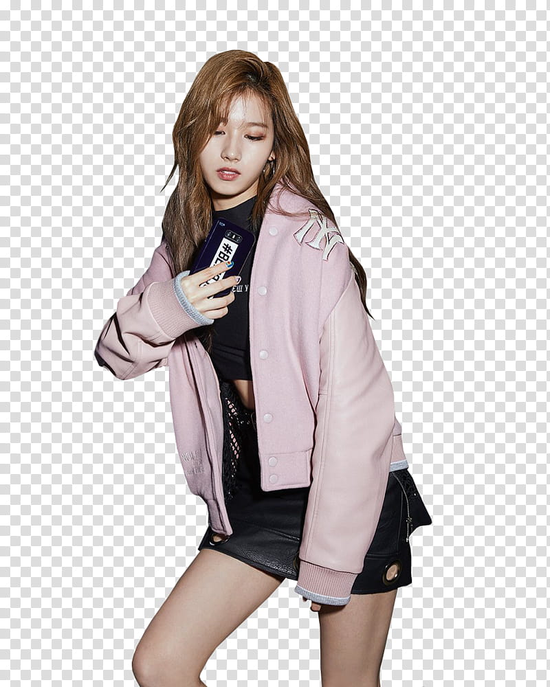 SANA TWICE MLB BE MAJOR , woman wearing pink button-up jacket transparent background PNG clipart