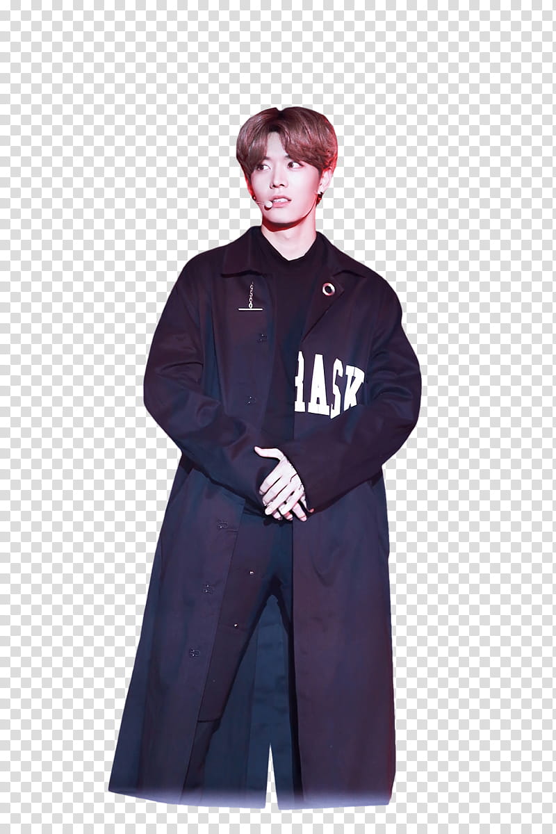 Yuta NCT, man wearing black trench coat transparent background PNG clipart