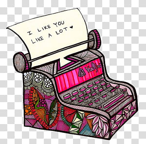 Vintage s, multicolored typewriter illustration transparent background PNG clipart thumbnail