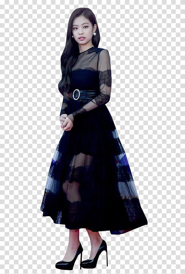 JENNIE BLACKPINK , women's black dress transparent background PNG clipart