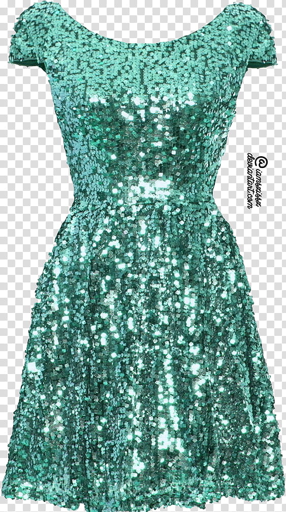 Glitter sequined prom dresses , teal sequin boat-neck cap-sleeved cocktail dress transparent background PNG clipart