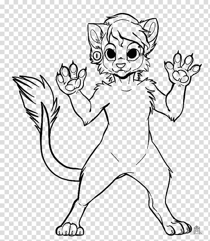 Free to use cat anthro line art transparent background PNG clipart