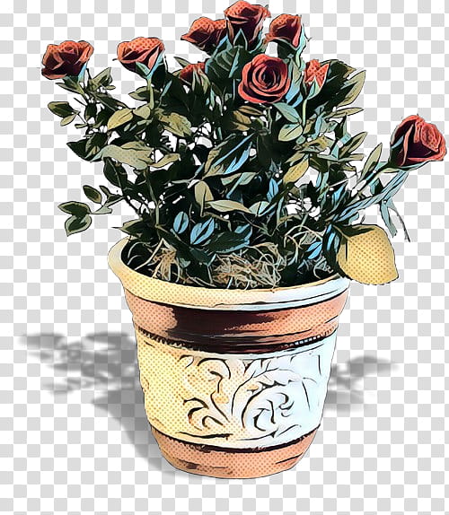 Rose, Pop Art, Retro, Vintage, Flowerpot, Plant, Houseplant, Flowering Plant transparent background PNG clipart