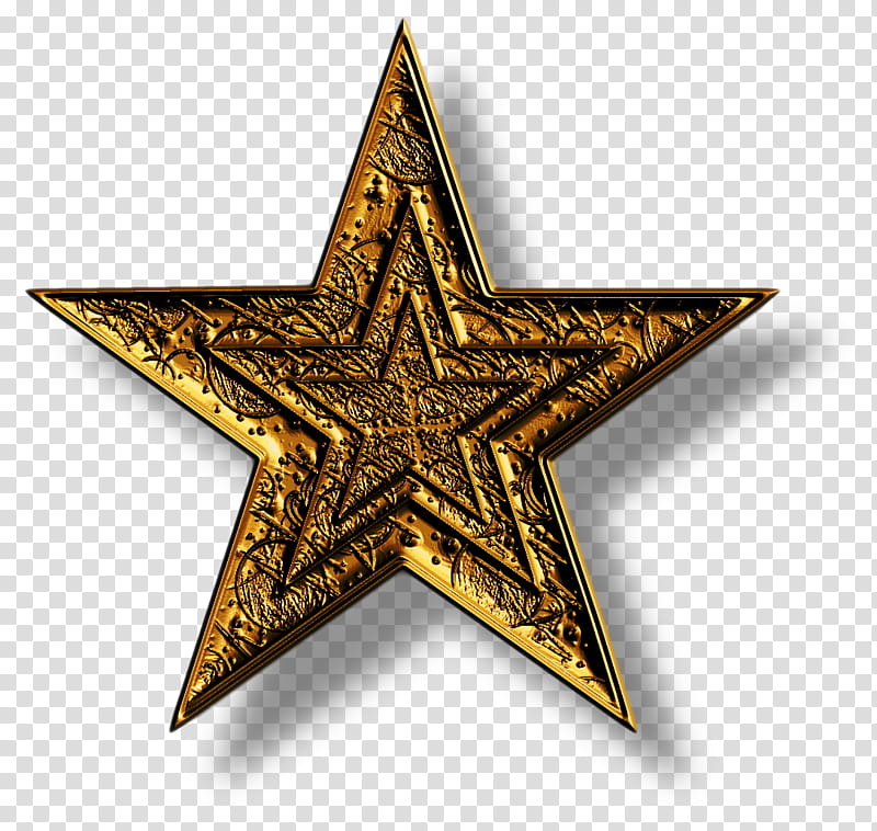 Christmas, gold star ornament with shadow transparent background PNG clipart