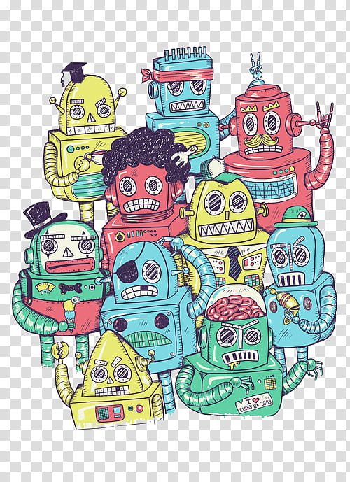 Super  , assorted-color robots illustration transparent background PNG clipart