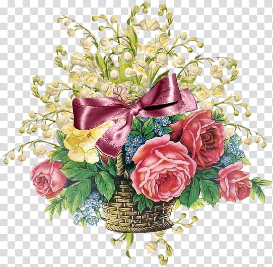 Vintage flower , painting of flowers in basket transparent background PNG clipart