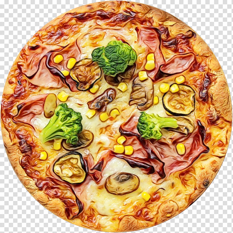 Junk Food, Watercolor, Paint, Wet Ink, Sicilian Pizza, Pizza Stones, Pepperoni, Sicilian Cuisine transparent background PNG clipart