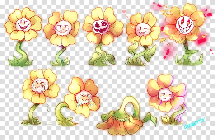 Flowey the Flower, yellow flowers art transparent background PNG clipart