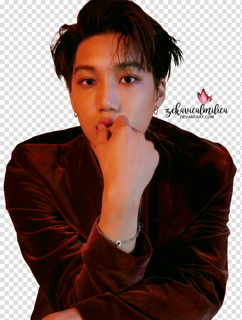 EXO Kai LOTTO, man holding his lips transparent background PNG clipart