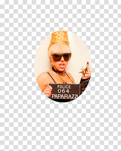 Lady Gaga holding police  paparazzi card transparent background PNG clipart