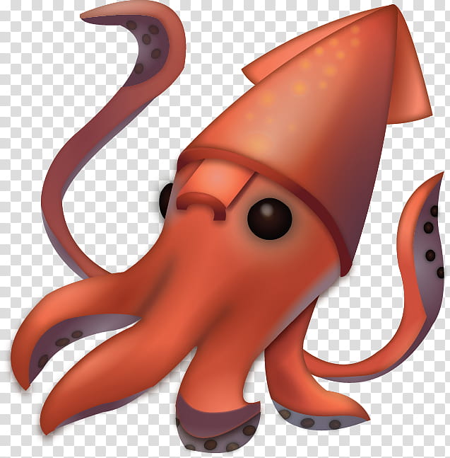Emoji Iphone, Octopus, Squid, Text Messaging, Emoticon, Orange, Cartoon, Mouth transparent background PNG clipart