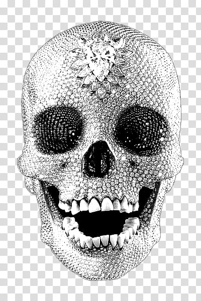 , silver-colored clear gemstone encrusted skull decor transparent background PNG clipart