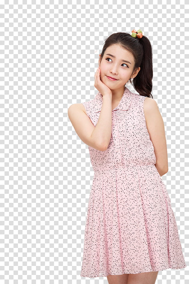 IU, woman in pink dress transparent background PNG clipart