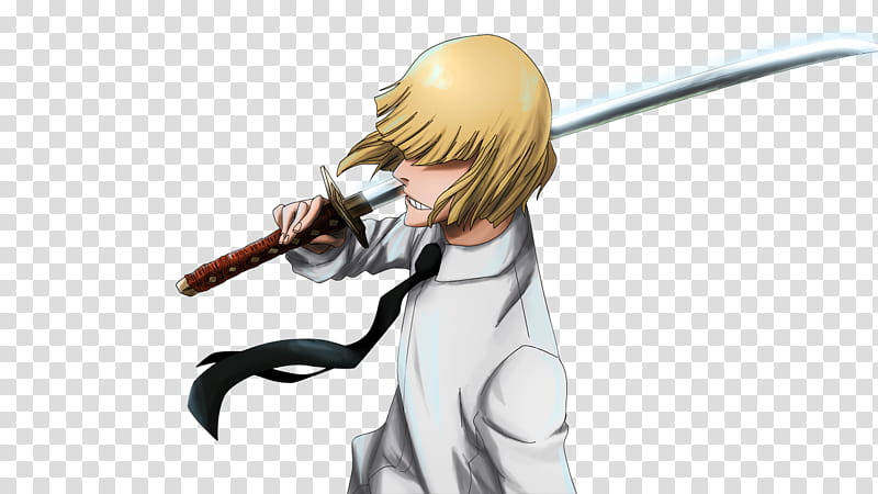 Yellow Haired Male Anime Character Holding Sword Transparent