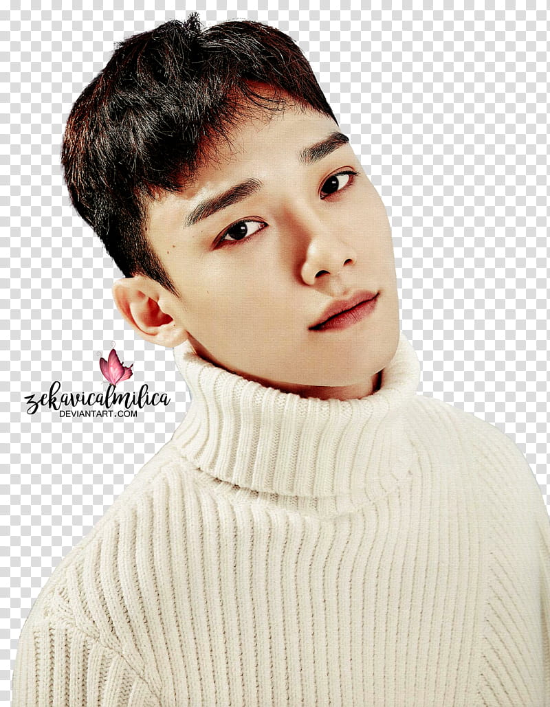 EXO Chen  Season Greetings, man in white knitted sweater transparent background PNG clipart