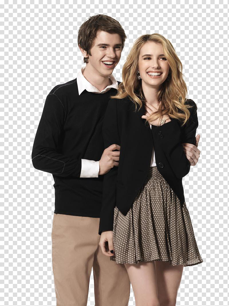 Freddie Highmore and Emma Roberts transparent background PNG clipart