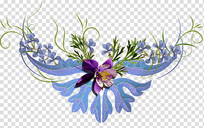 Flowers Divibers, white and purple columbine and iris flowers art transparent background PNG clipart