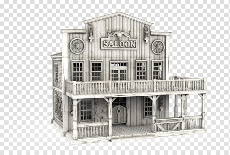 Painting, American Frontier, Facade, Drawing, Building, Western Saloon, House, Theatrical Scenery transparent background PNG clipart