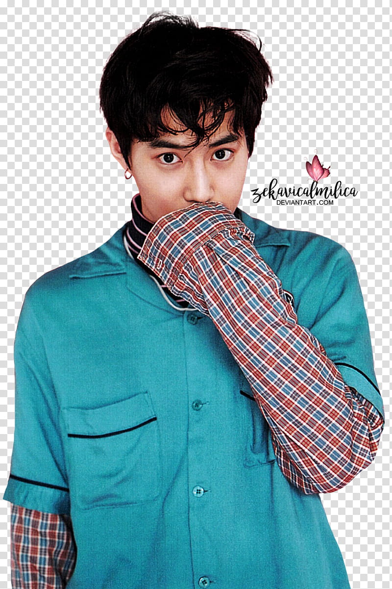 EXO Suho Lucky One, man putting his hand on mouth transparent background PNG clipart