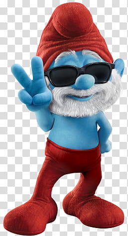 Smurfs, Papa Smurf wearing sunglasses transparent background PNG clipart