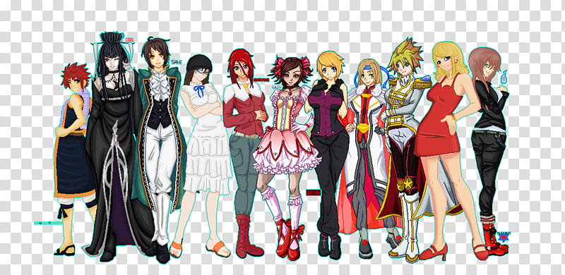 Anime cosplay Collab Finished, anime characters illustration transparent background PNG clipart