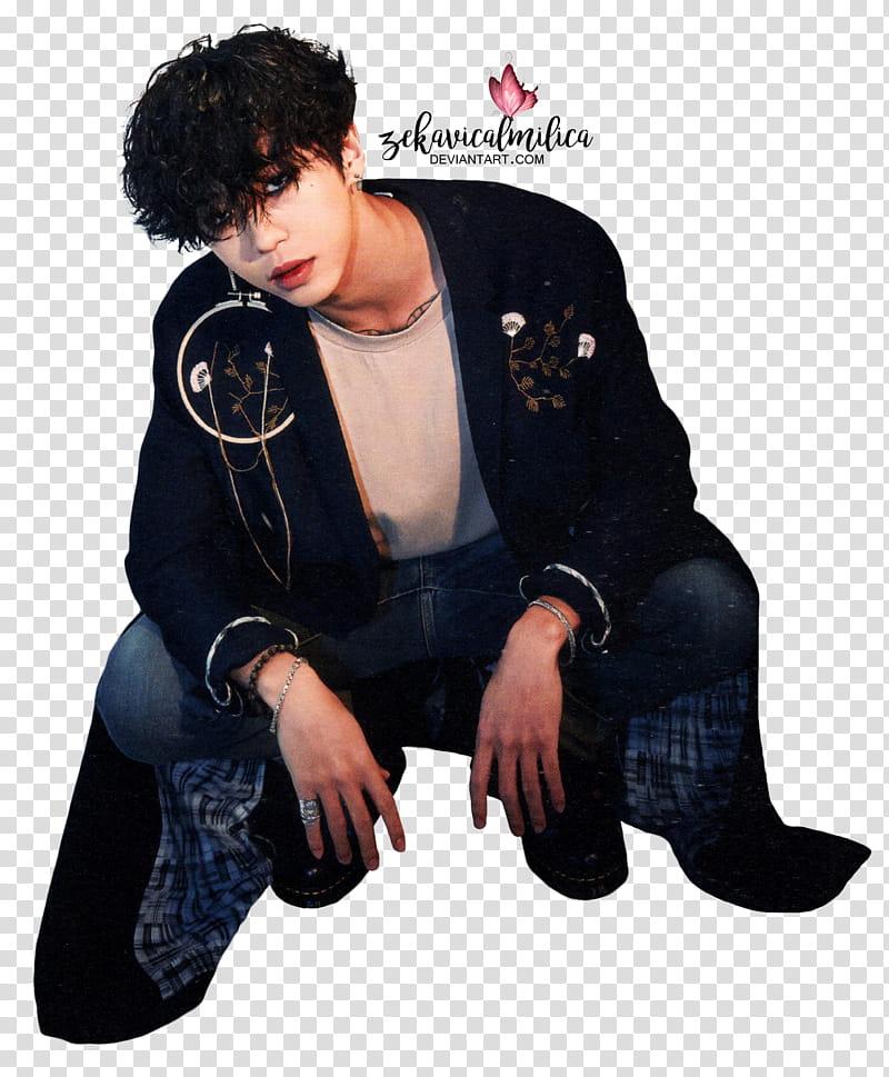 B A P Yongguk Rose, man sitting at a squat position transparent background PNG clipart