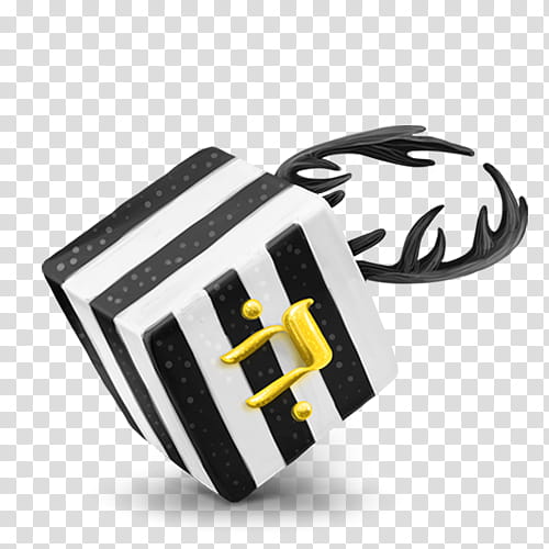 Cute Cubes, white and black striped cube with antler illustration transparent background PNG clipart