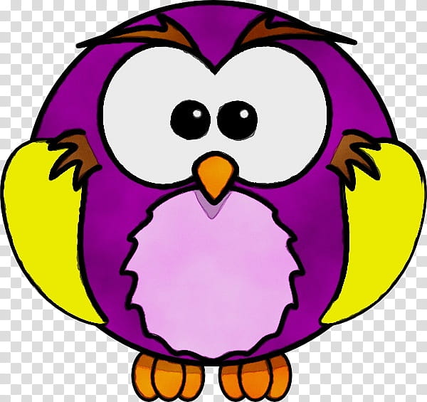 cartoon bird purple yellow, Watercolor, Paint, Wet Ink, Cartoon, Pink, Violet, Owl transparent background PNG clipart