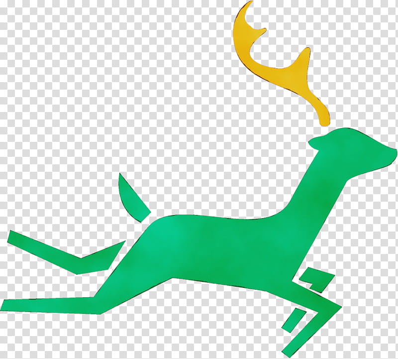 Reindeer, Watercolor, Paint, Wet Ink, Green, Tail, Logo transparent background PNG clipart