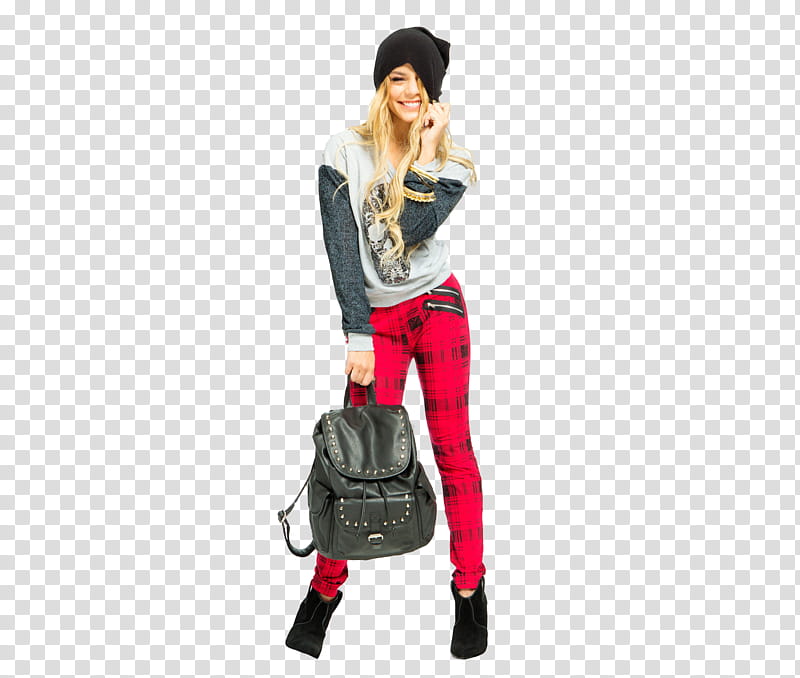 Vanessa Hudgens, woman holding black leather back transparent background PNG clipart