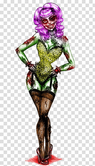 Colored Sketches , zombie woman wearing green body ings art transparent background PNG clipart