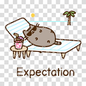 brown Pusheen cat lying on lounger chair transparent background PNG clipart