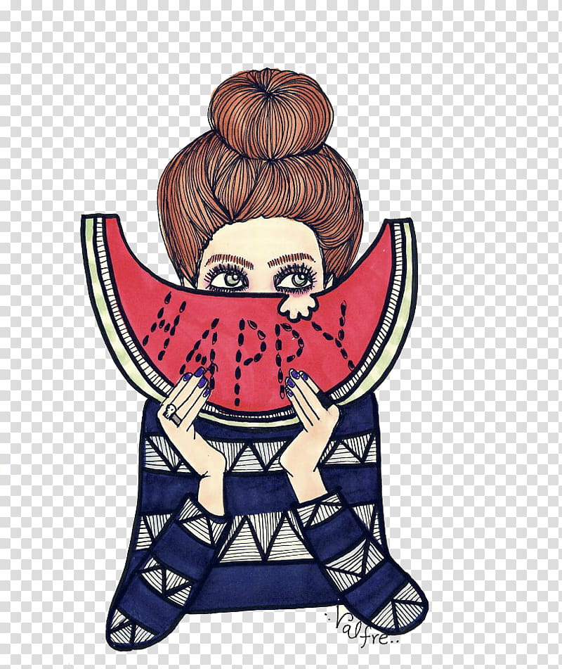 , woman holding watermelon slice illustration transparent background PNG clipart